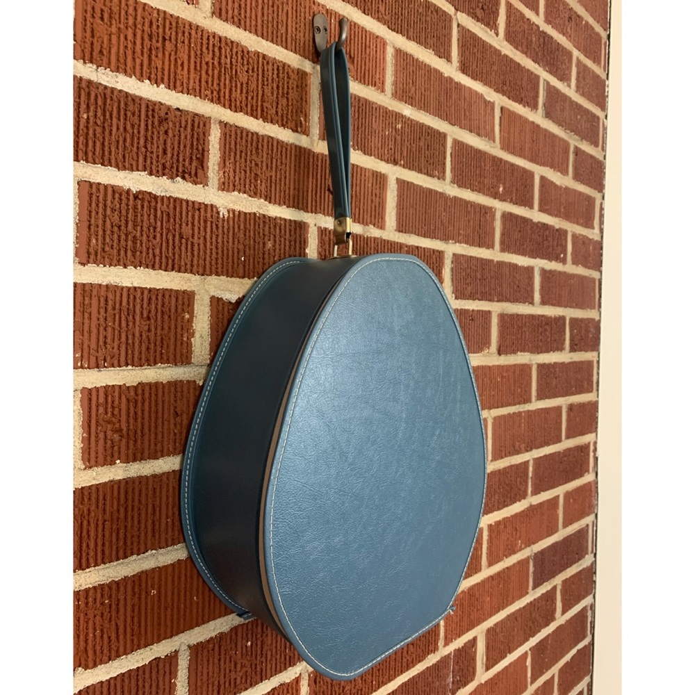 Funky Blue Vintage Zip Up Purse or Hat Box